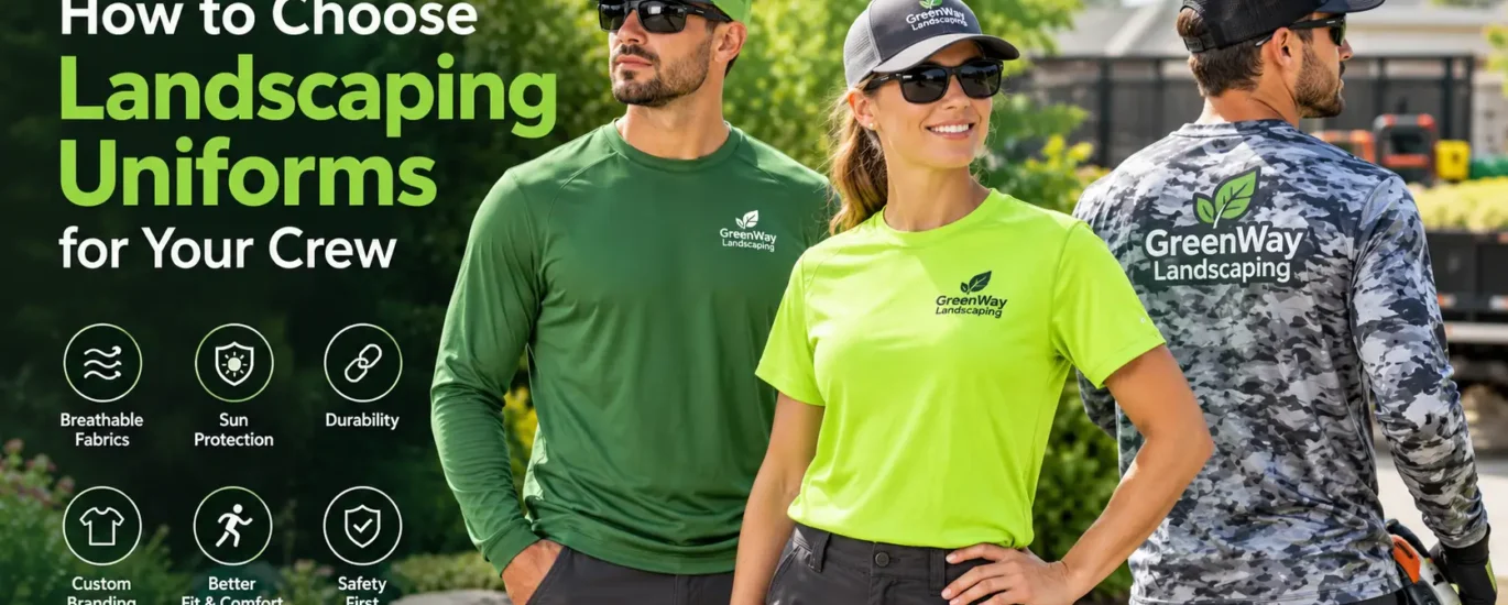 Custom landscaping uniforms for outdoor work crews